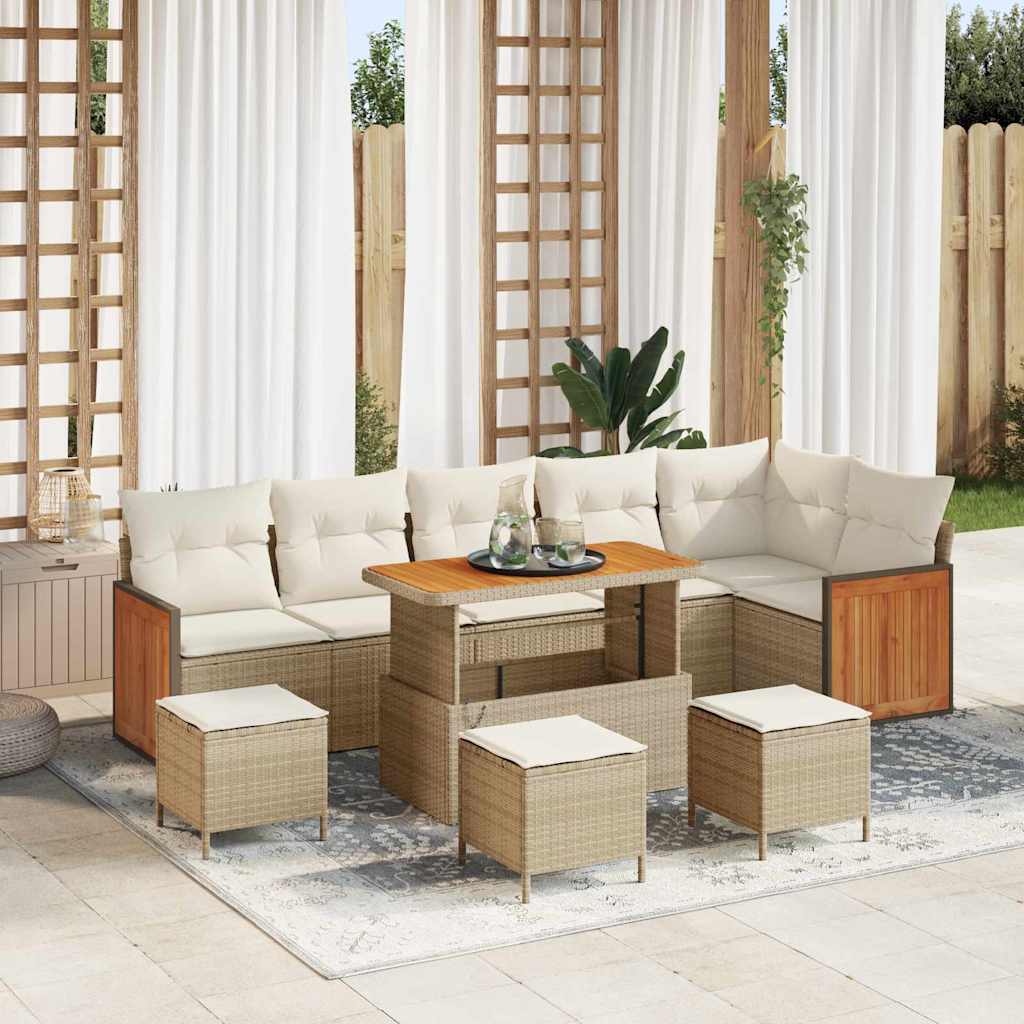 Garten-Sofa-Set 10 pcs Beige und Creme 110 x 55 x 71 cm